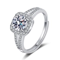 Klassischer 925 Silber 1 Karat Moissanit Halo Ring mit verstellbarem Band für Damen - Einstellbar Offen / 1 Karat Moissanit (Weißgold beschichtet)