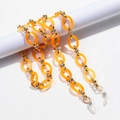 Bohemian amber acrylic eyeglass chain with gold metal links and silicone loops - Color 6 (Amber)