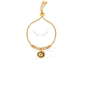 Gold-plated titanium steel eye bracelet with crystals and enamel beads, model E438 - Enamel Evil Eye Style (E438) / Gold