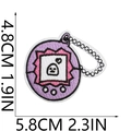 Detail view of purple electronic pet embroidered patch with precise size measurements - Pink Purple Electronic Pet