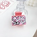 Pink heart leopard print shark hair clip with romantic pattern on white background - Gothic Heart - Square