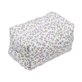 Quilted floral makeup bag with purple flower pattern and zipper for travel storage - Purple Floral