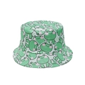 Detail van de stof met schattige groene cartoon kikkerprint op de hippe vissershoed - Lichtgroen Gemengd Roze Blush Kikker (B)