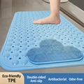 Blue TPE non-slip bath mat with textured cloud massager for foot cleaning and safety - Tianshan Blue-Cloud