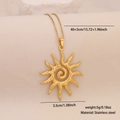 Golden sun spiral pendant necklace in stainless steel with detailed dimensions and specs - 5# Gold Spiral Sun (3.5cm)