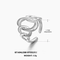 Silver stainless steel chunky chain link ring with adjustable open band for women - Adjustable Open / Steel Color Oval Ring