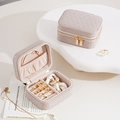 Portable jewelry storage box in pale purple with diamond lattice pattern and gold zipper - Quilted Rhinestone Style (sp01258) / Upgraded Starry Jewelry Box-Cloudy Gray