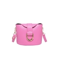Pink vintage hobo bucket bag with golden U-shaped clasp and adjustable PU strap - Pink
