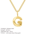 Minimalist 14K gold plated stainless steel necklace with textured G alphabet pendant - Letter G / 10mm Pendant / Gold