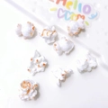 Resin popcorn charms for DIY hair accessories and necklaces, 8-piece white and orange set - White Random Mixed Style