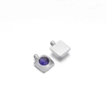 Square silver metal charms with round blue gemstone inlay for jewelry making - 6mm / Square Steel Royal Blue