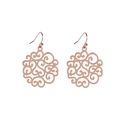 Elegant rose gold hollowed floral filigree earrings on a clean white background - Rose Gold
