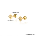Macro view of gold starburst stud earrings with size annotations in 0.5cm diameter - Gold Starburst Style (KE22310)