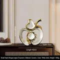 Modern white and gold ceramic apple heart sculpture for luxury shelf decoration - Heart Apple - Small / White Gold