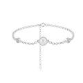 Macro shot of S925 sterling silver chain with natural pearls and zircon stone details - Silver