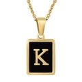 Collar de acero inoxidable de 18K con colgante cuadrado y letra K en diseño minimalista - Letra K Dorada (Con Cadena)