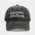 Close-up of Expensive & Difficult 3D embroidery on washed cotton baseball cap - Adjustable / Black