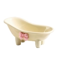 Portasapone a forma di vasca da bagno crema con fiocco rosa e fori di drenaggio - Stile Semplice / Beige
