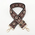 Detail of floral embroidery on black ethnic strap with pale gold lobster clasps - Silver Clasp / Black Dark Pink Beige Floral