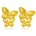 Elegant gold double-layered butterfly stud earrings with fine textured metallic finish - Radial Textured Double Butterfly