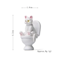 Figurine chat blanc miniature sur toilettes, décor de jardin créatif, hauteur 4,2 cm - Jouet en peluche / Blanc (Chat assis sur les toilettes)