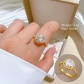 Micro-set zircon ring in gold finish with a 3.5g weight and adjustable open band size - Adjustable Open / White Zirconia