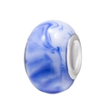 Blue and white gradient resin bead with silver metal core and spiral texture - Blue and White Spiral Style (012)