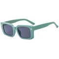 Retro square mint green sunglasses with silver rivets and dark grey lenses for women - Mint Green