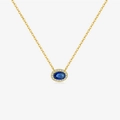 Classic 18K gold S925 sterling silver necklace featuring oval blue sapphire and halo zircon - 18K Gold - 529 (Royal Blue)