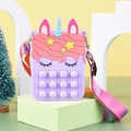 Purple unicorn silicone pop purse with rainbow strap and bubble sensory fidget design - Large 13x21x4cm / Purple