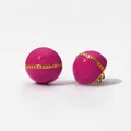 Magenta ball stud earrings with gold chain detail and high-shine enamel finish - Red(KDE1824)