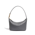 Elegante borsa a spalla hobo in pelle intrecciata grigia con manico e dettagli dorati - grigio scuro