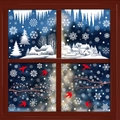 Christmas window decals with white snowflakes, winter cabin and red birds static stickers - [4 Sets] BQ448+449+453+454