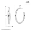 Detailed size specifications of 925 sterling silver C-shape earrings with weight info - 925 Silver White Gold Plated - 40MM