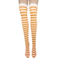 Bas rayés orange et blanc au-dessus du genou pour Halloween et Noël costumes - Chaussettes hautes rayées orange et blanc