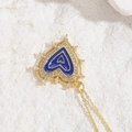 Collana con ciondolo a cuore in smalto blu e zirconi bianchi su catena dorata - Blu scuro