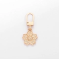 Universal cherry blossom zipper pull replacement in light gold alloy with D-ring clasp - Sakura Shape - Gold