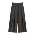 Damen Hose in Anthrazit mit hoher Taille, weitem Bein und eleganten Falten aus Draperie - Grün
