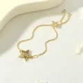 Adjustable gold chain bracelet with star-shaped MOM pendant and colorful zircons - BR1997-I (MOM Star)