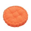 Detail of orange corduroy round chair cushion with tufted buttons and textured fabric - Vibrant Orange (Round)