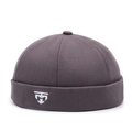 Gorro Miki de algodón gris oscuro con logo blanco bordado y ala retro vuelta hacia arriba - Ajustable / Gris