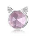 Pink cat ear charm in s925 sterling silver with sparkling faceted gemstone - SCC2579 (Cat Ears Pink Gemstone)