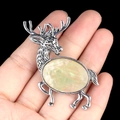 Silver alloy elk brooch pendant with natural shell inlay and iridescent finish - White Shell