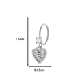 Silver heart pendant earrings with white cubic zirconia inlay and 1.5cm length - 14# Silver