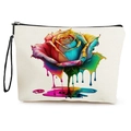 Off-white canvas make-uptas met kleurrijke roos en verf-druppel kunstontwerp - Kleurrijk Rozenpatroon (Stijl 2)