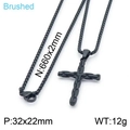 Collana da uomo con croce in acciaio inossidabile spazzolato nero e catena box - Nero (KN201415-KFC)