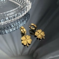 Eleganti orecchini a quadrifoglio in oro in acciaio al titanio lucido con trama radiale - Orecchini / Oro