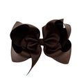 Deep brown 6 inch grosgrain ribbon hair bow clip for girls in candy color style - Dark Brown (3)