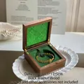 Square walnut wood jewelry box with green glass lid and velvet interior 11x11x5cm - Black Walnut Green Begonia Vintage Green Bracelet Box Type B