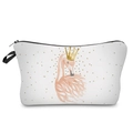 Detailed view of white flamingo print makeup bag with a gold crown and polka dots - Flamingo Gold Polka Dot Print (303-15)